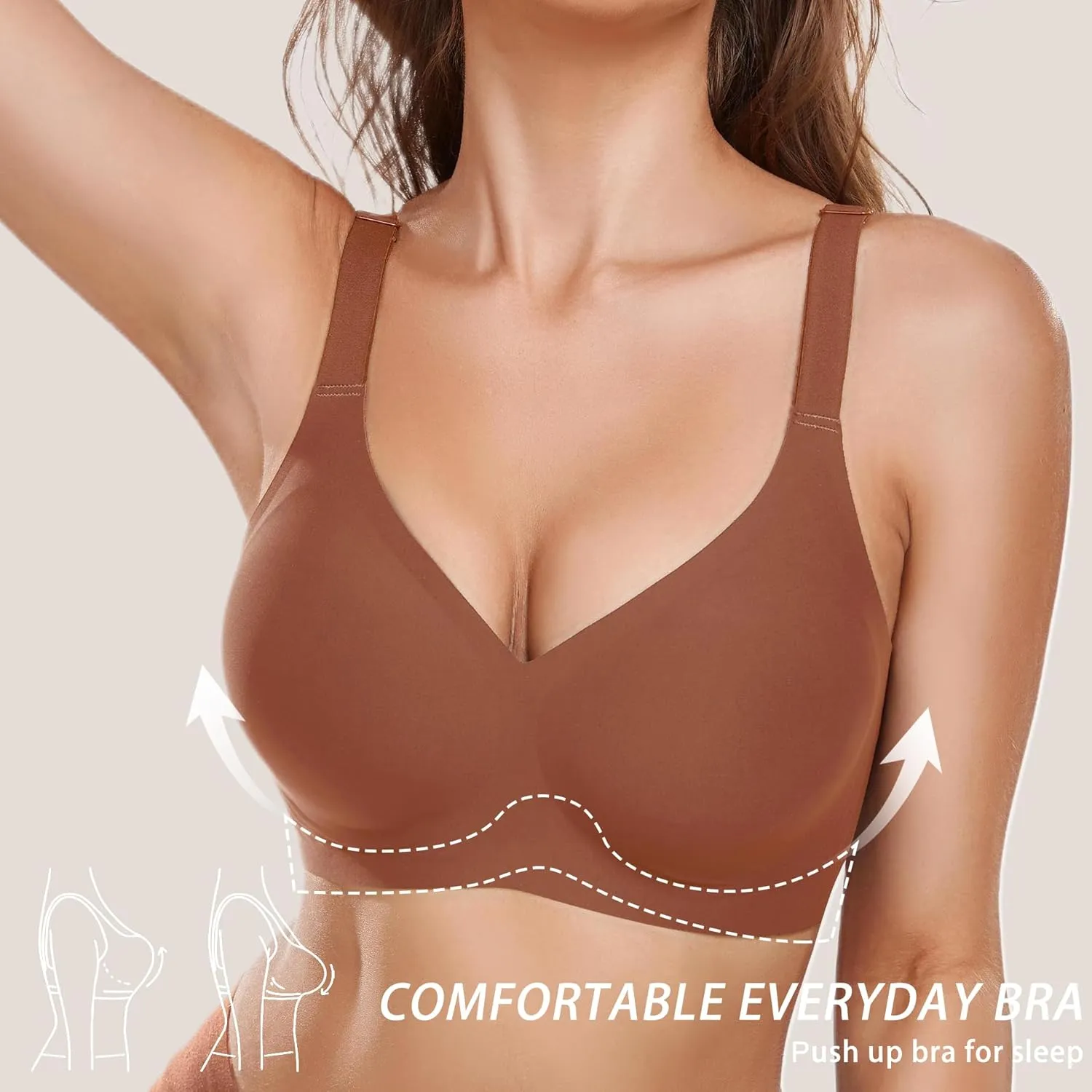 Gailife Smooth Wireless Bras for Women No Underwire Comfort Seamless Supportive Bra Raceback Push Up Bralettes Full Coverage