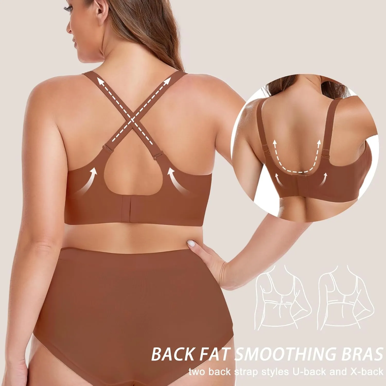 Gailife Smooth Wireless Bras for Women No Underwire Comfort Seamless Supportive Bra Raceback Push Up Bralettes Full Coverage