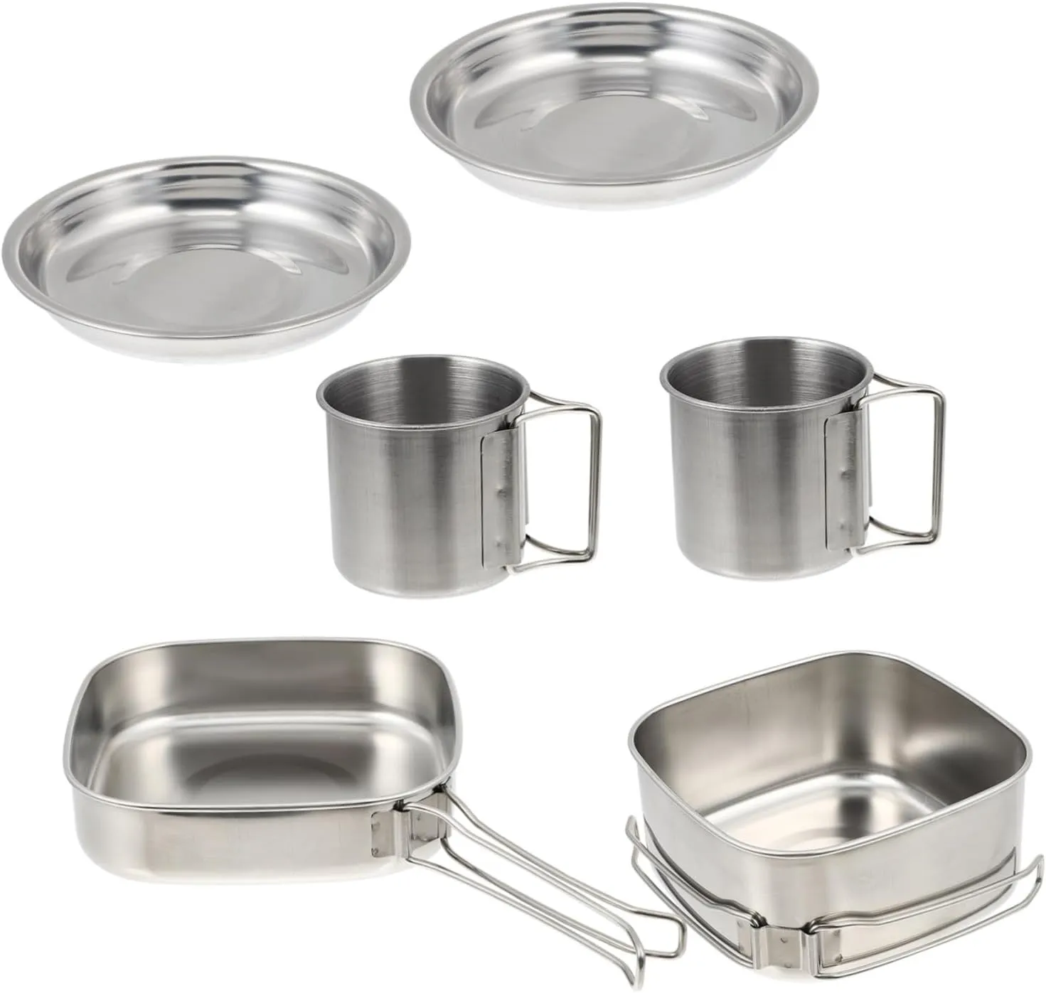 GANAZONO 1set Portable Outdoor Cookware Stainless Steel Camping Cooking Utensils for Picnic Hiking BBQ Versatile Pots Pans for Frying Stewing Boiling Food