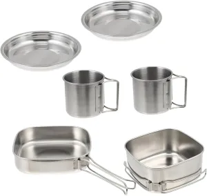 GANAZONO 1set Portable Outdoor Cookware Stainless Steel Camping Cooking Utensils for Picnic Hiking BBQ Versatile Pots Pans for Frying Stewing Boiling Food