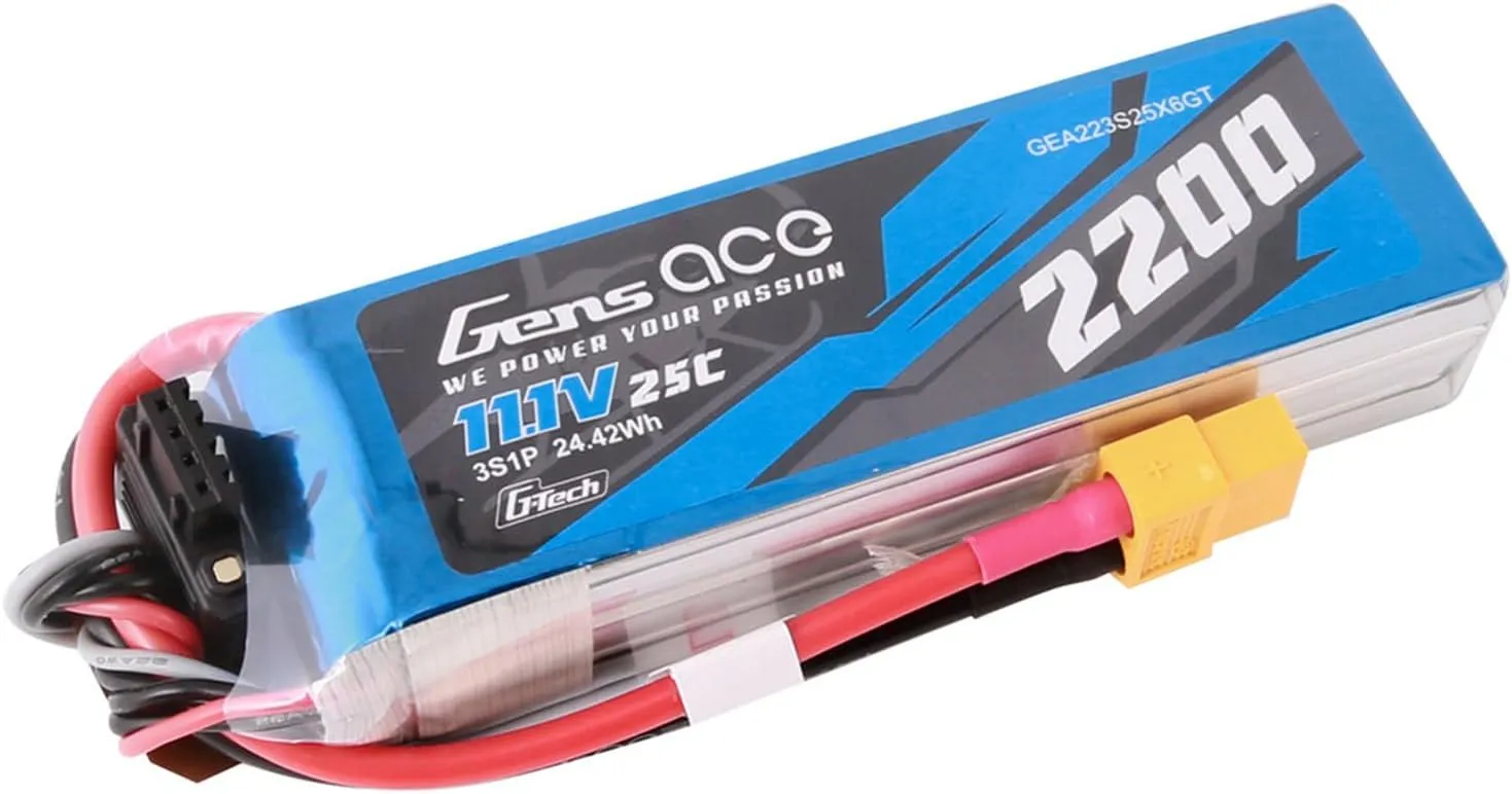 Gens ace G-Tech 2200mAh 11.1V 25C 3S Lipo Battery with XT60 Plug