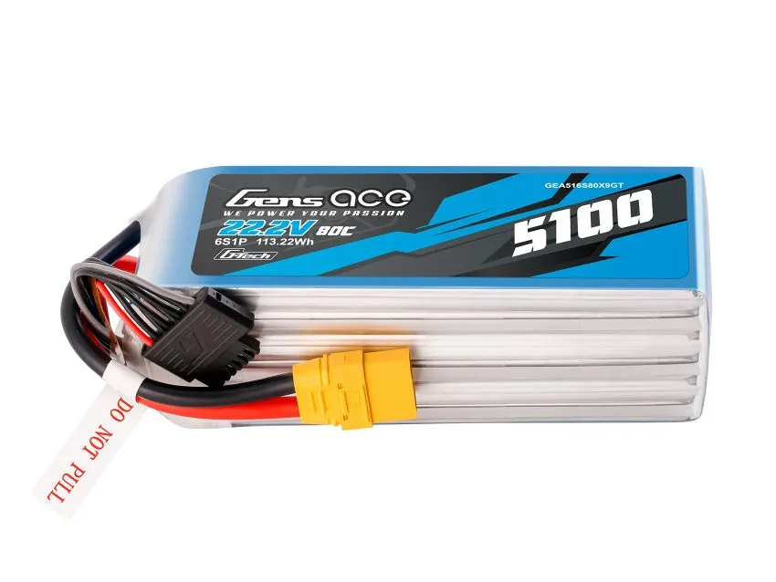 Gens Ace Li-Po G-Tech 6S 22.2V 5100mAh 80C with XT90 GT6S5100-80X9
