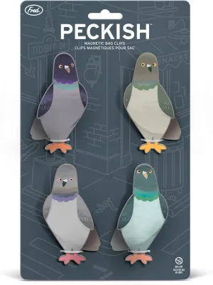 Genuine Fred PECKISH, Pigeon Magnetic Bag Clips, Set of 4, Chip Clips, Bag Clips for Food, or for use on the fridge