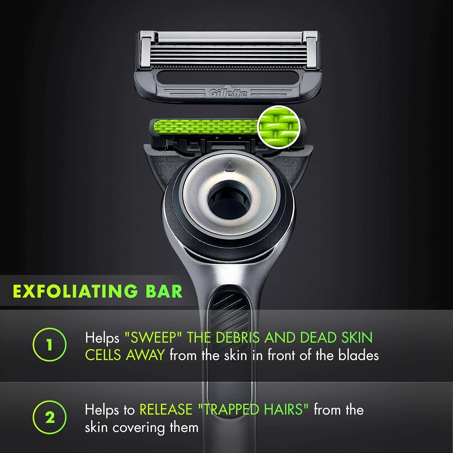 Gillette Labs Mens Razor with Exfoliating Bar, Shaving Kit for Men, Includes 1 Handle, 2 Razor Blade Refills, 1 Premium Magnetic Stand