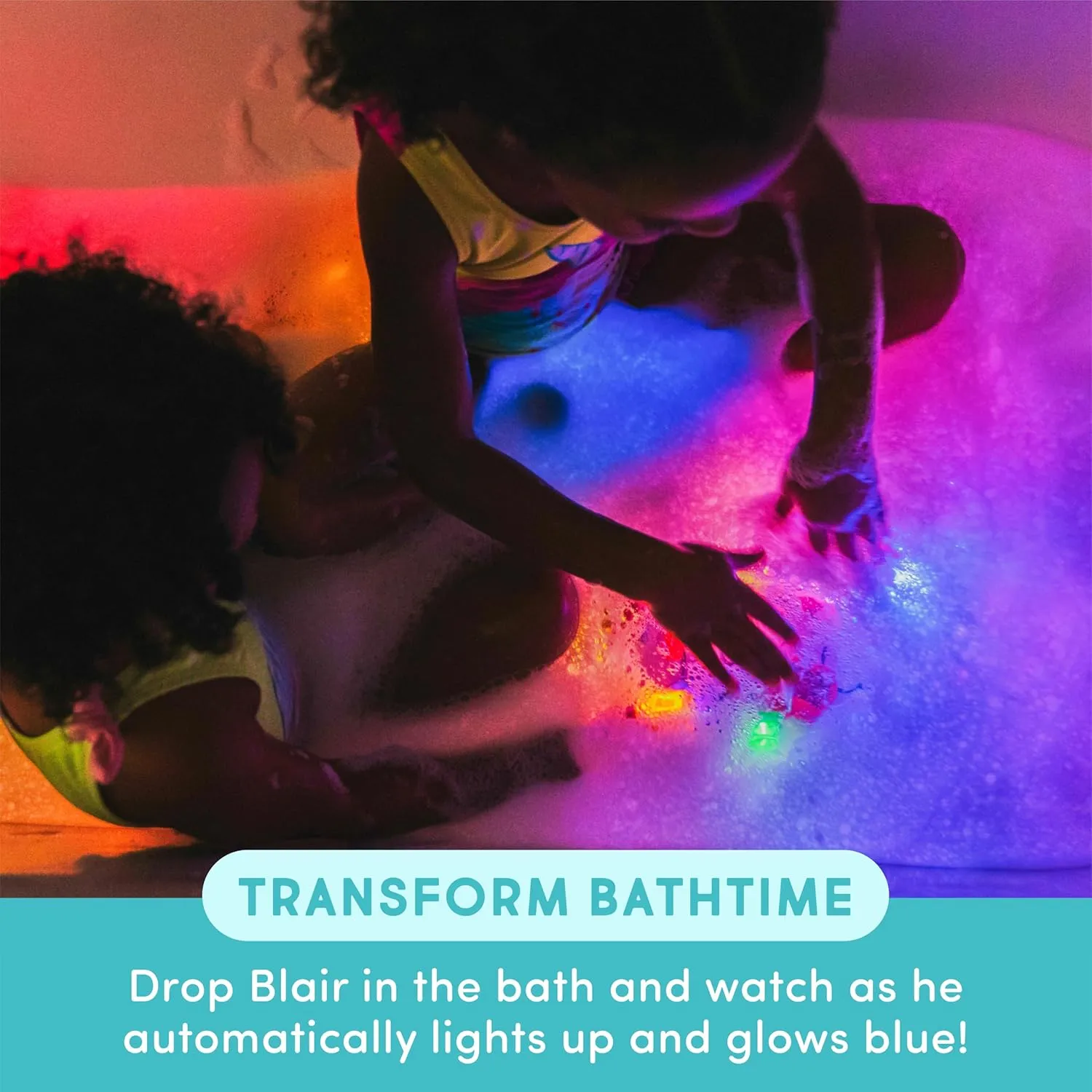 Glo Pals Water-Activated Bath Toy with 6 Reusable Light-Up Cubes for Sensory Play (Blair)