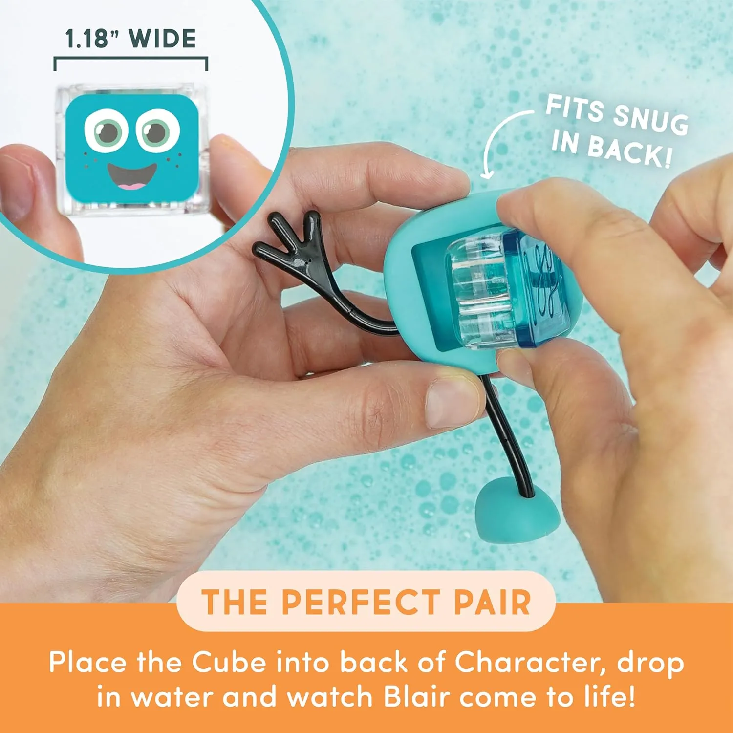 Glo Pals Water-Activated Bath Toy with 6 Reusable Light-Up Cubes for Sensory Play (Blair)