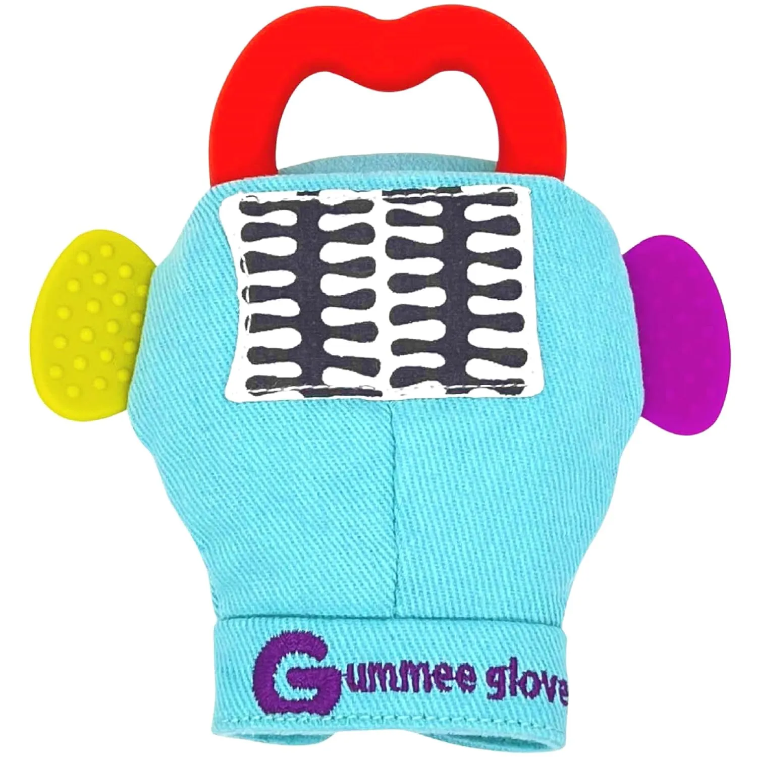 Glove Baby Teething Mitten 6 Months   Premium Quality Detachable Teether Ring and Travel Bag - Turquoise - Undroppable - Soothe Babies Painful Gums Naturally