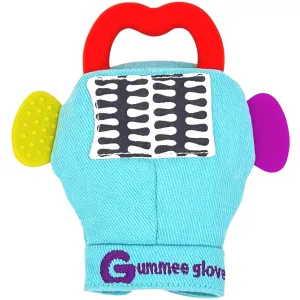 Glove Baby Teething Mitten 6 Months   Premium Quality Detachable Teether Ring and Travel Bag - Turquoise - Undroppable - Soothe Babies Painful Gums Naturally