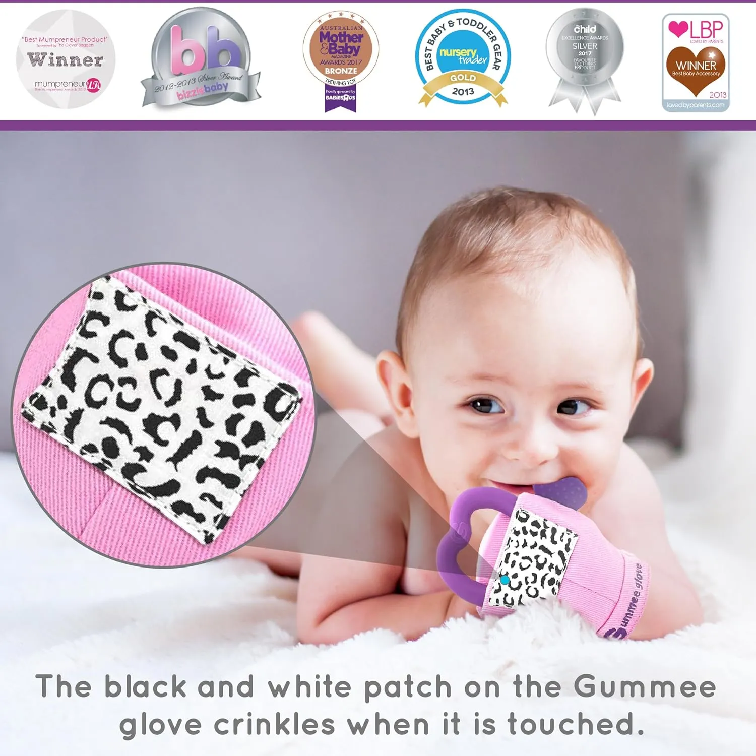 Glove Baby Teething Mitten 6 Months   Premium Quality Detachable Teether Ring and Travel Bag - Turquoise - Undroppable - Soothe Babies Painful Gums Naturally