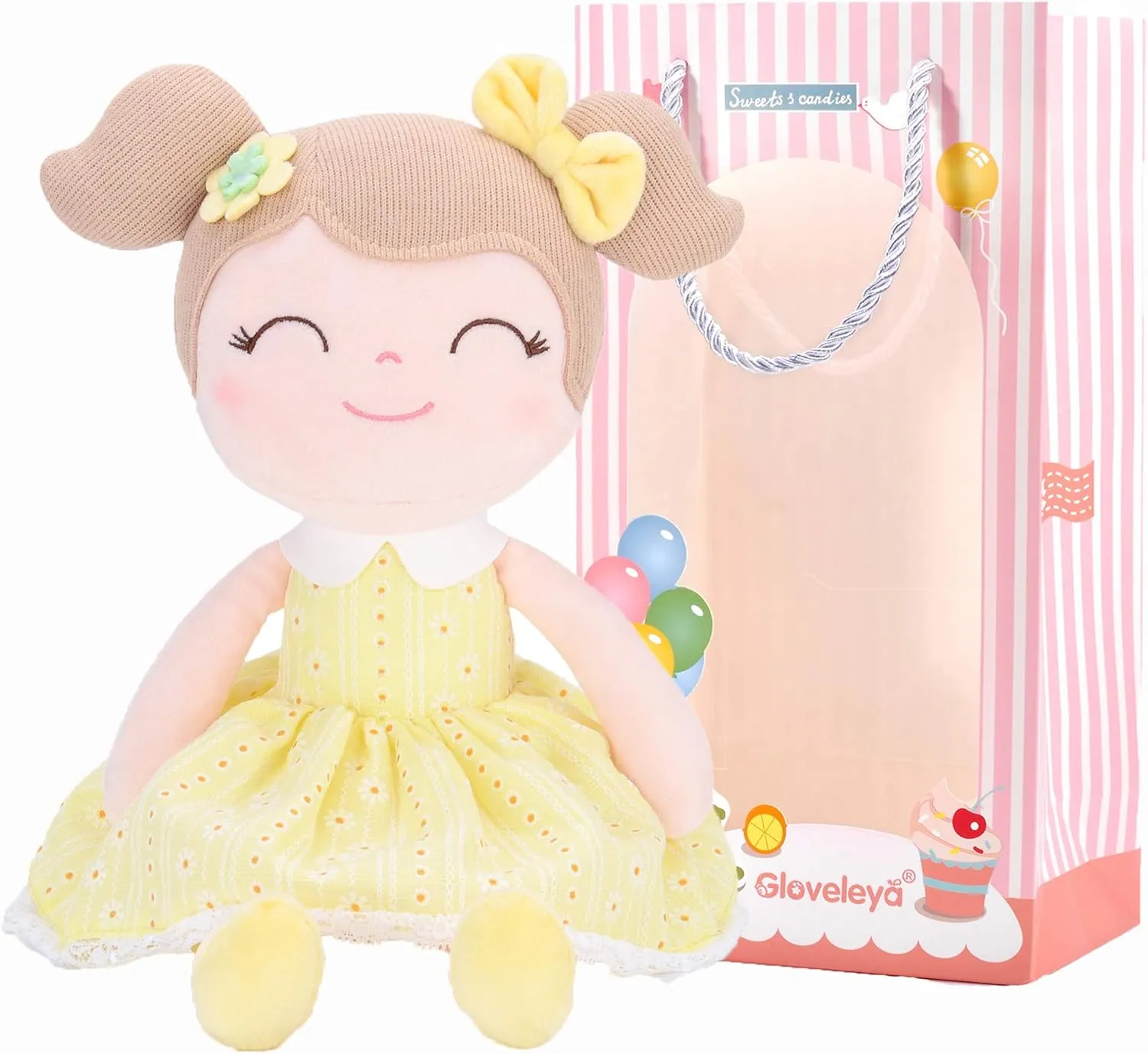 Gloveleya Baby Doll Baby Girl Gifts Plush Snuggle Dolls Soft Toys Yellow 16"