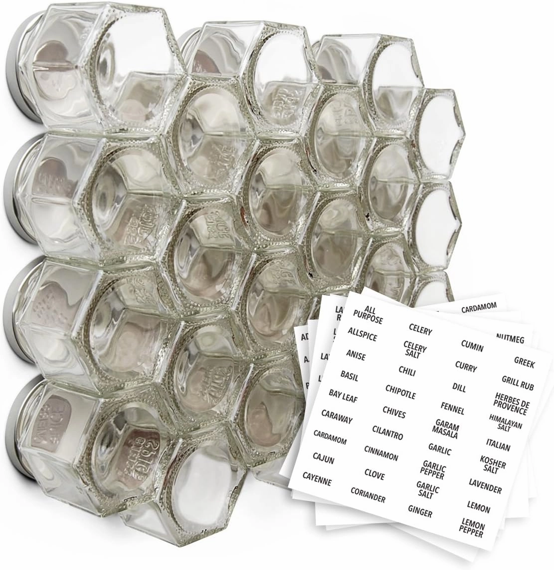 Gneiss Spice Magnetic Jars – Set of 24 Large Empty Glass Spice Jars (4 oz) with Magnetic Lids & Labels | Fridge-Mount Hanging Spice Rack | Refillable Kitchen Organizer