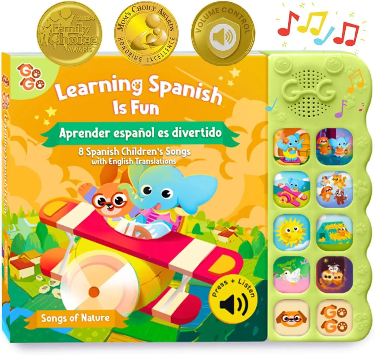 GO GO Spanish Musical Book Vol. 2: Bilingual Baby Books Spanish English, 8 Songs, Libros En Español para Niños, Spanish Baby Books, Bilingual Toys, Spanish Toys, Learning Toys for Toddlers