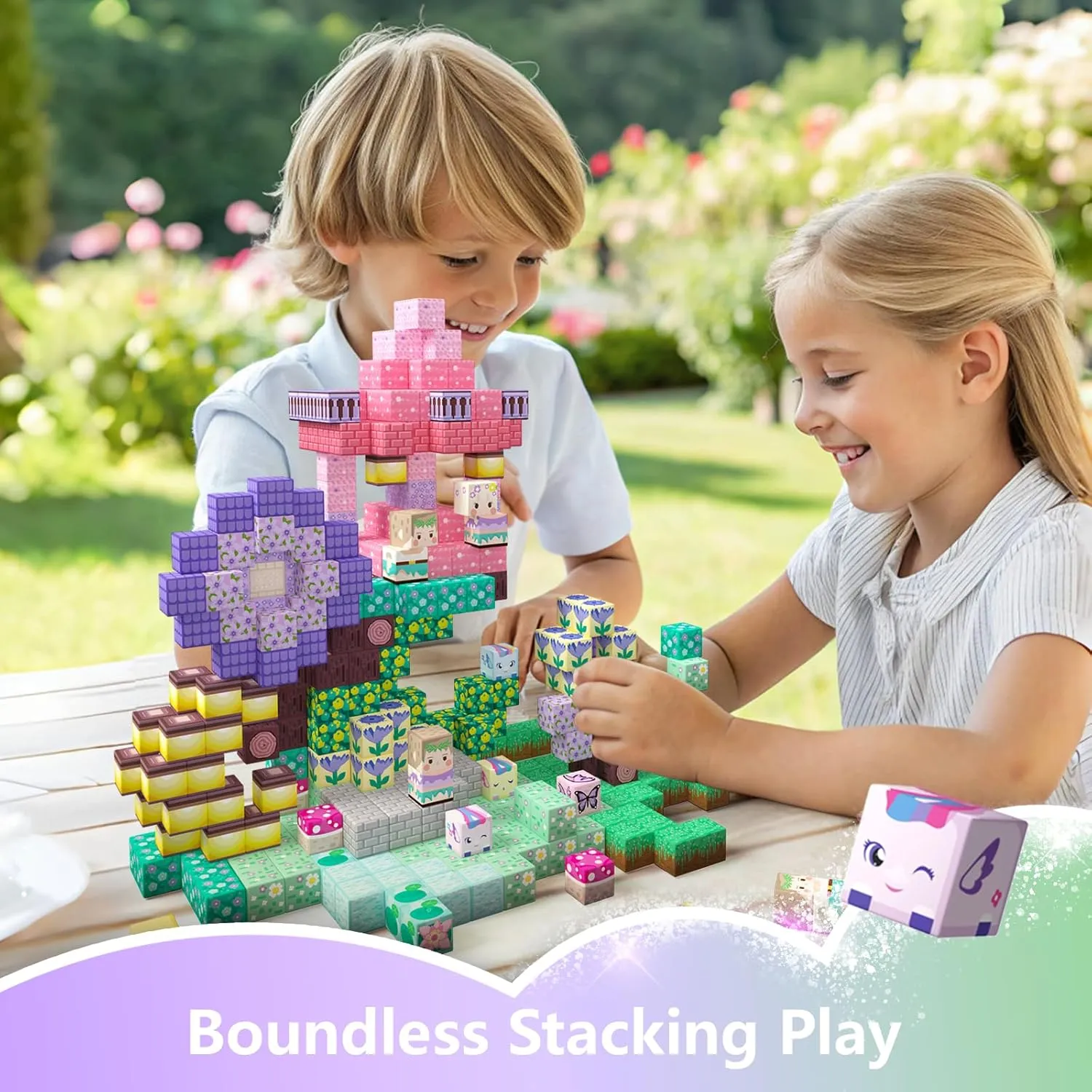 GobiDex Magnetic Blocks Kid Building Toys for 3  Years Old Girls, STEM Sensory Gifts for Princess, Kids Magnets Build MagWonder World Game