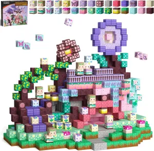 GobiDex Magnetic Blocks Kid Building Toys for 3  Years Old Girls, STEM Sensory Gifts for Princess, Kids Magnets Build MagWonder World Game