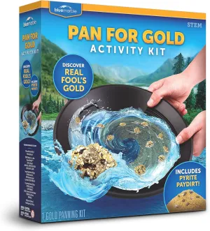 Gold Panning Kit for Kids - Kids Gold Mining Kit, Learn to Pan for Gold, Includes Pay Dirt with Real Pyrite Specimens, Reusable Gold Panning Pan, Vial, Tweezers & More, Prospecting Kit