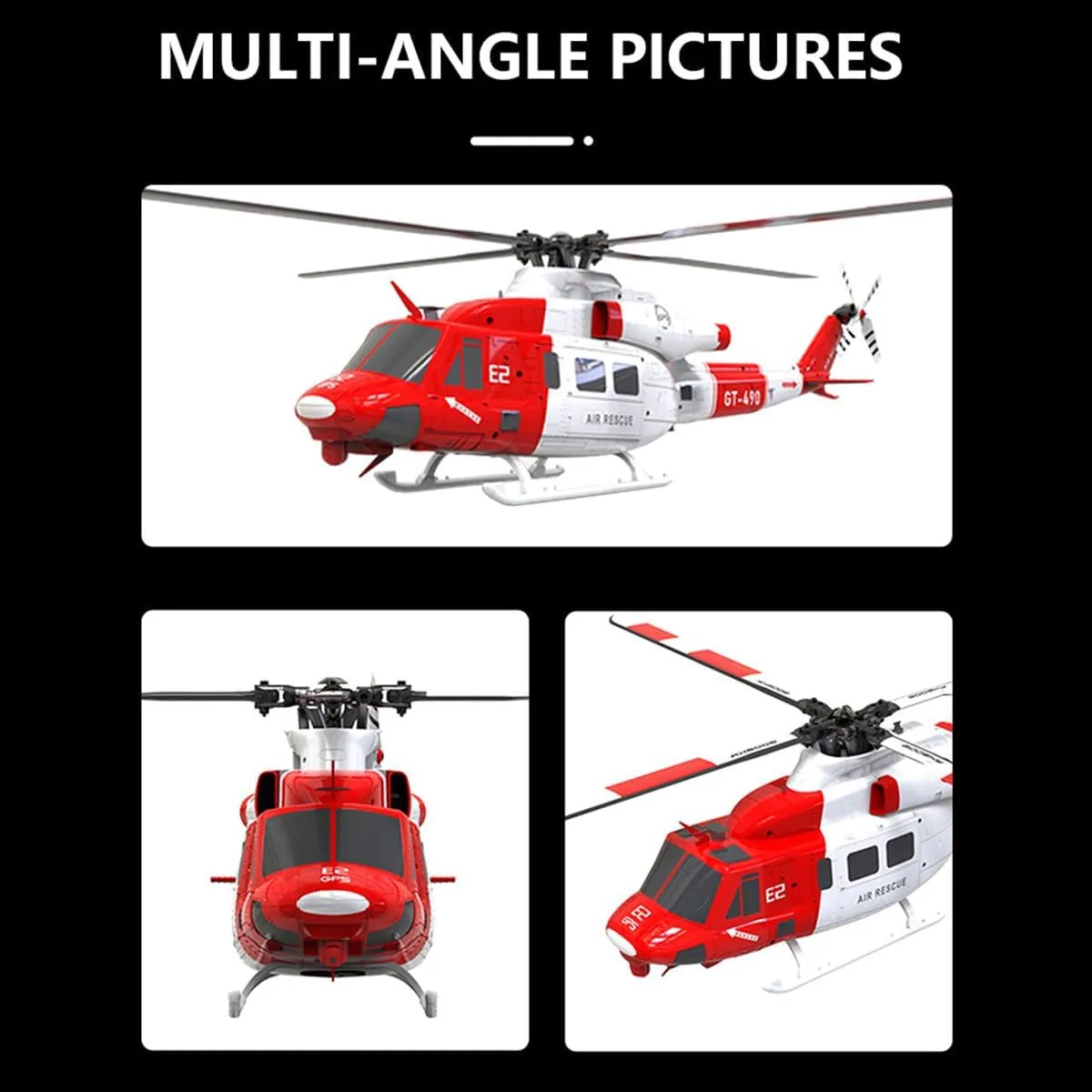 GOOSKY E2 RC Helicopter Model, UH-1Y 2.4G 6CH Dual Brushless Direct Drive Simulation Helicopter with GPS (RTF/Mode 1 Mode 2 Switchable/Rescue Livery)  Battery