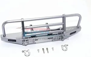 GPM For Traxxas TRX-4 Defender/TRX-4 Tactical Unit/Axial SCX10 II Upgrade Parts Aluminum Adjustable Front Brushguard Bumper - 1 Set Gray Silver