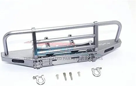 GPM For Traxxas TRX-4 Defender/TRX-4 Tactical Unit/Axial SCX10 II Upgrade Parts Aluminum Adjustable Front Brushguard Bumper - 1 Set Gray Silver