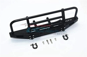 GPM for Traxxas TRX-4 Defender/TRX-4 Tactical Unit/Axial SCX10 II Upgrade Parts Aluminum Adjustable Front Brushguard Bumper - 1 Set Black