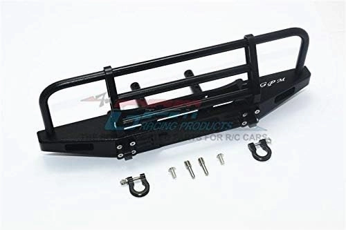 GPM for Traxxas TRX-4 Defender/TRX-4 Tactical Unit/Axial SCX10 II Upgrade Parts Aluminum Adjustable Front Brushguard Bumper - 1 Set Black
