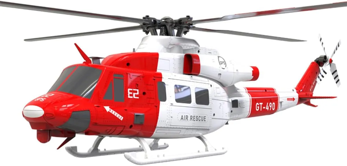 GPS RC Helicopters for Adults, E2 UH-1Y 1/35 Scale 2.4G 6CH Remote Control Simulation 3D Stunt Helicopter Model with Lidar Positioning, Military RC Aircraft Outdoor