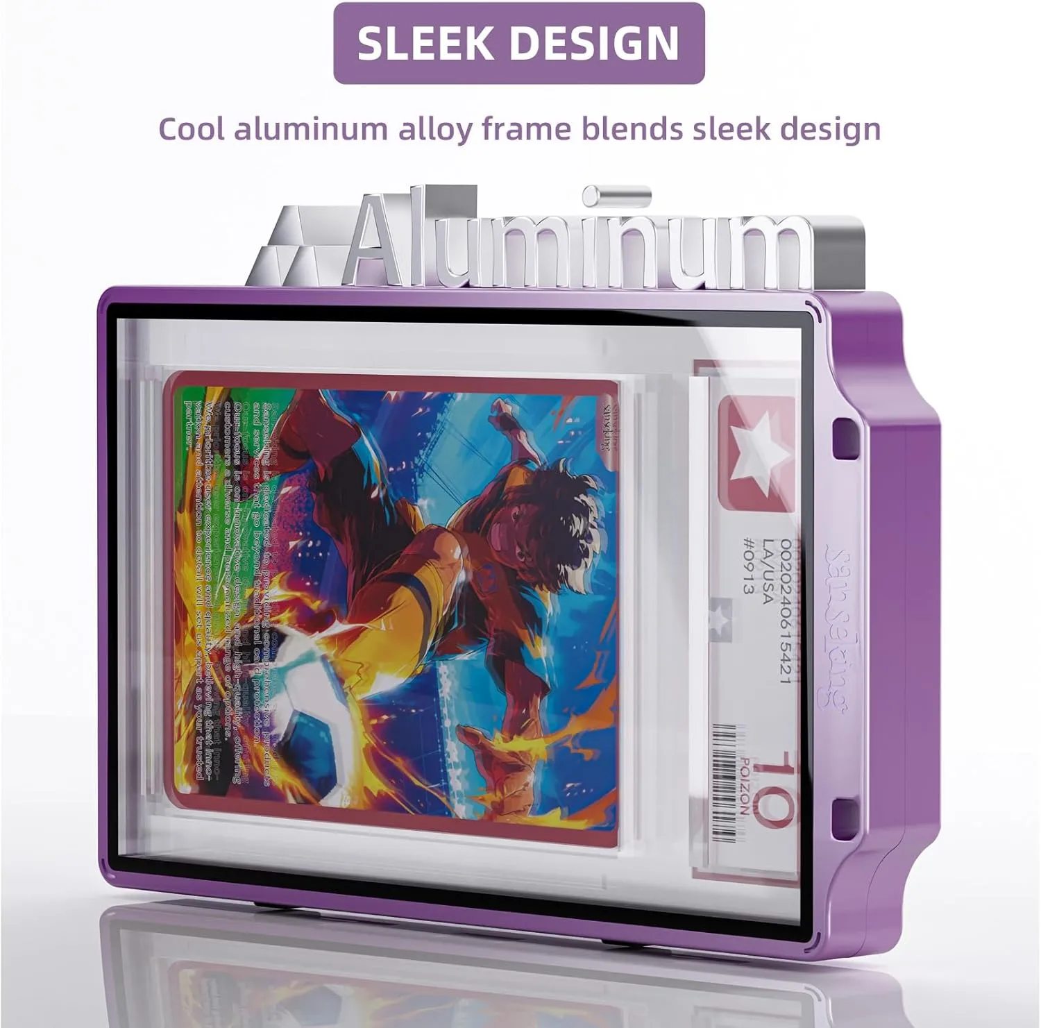Graded Card Guard Case for PSA Slab Case for Graded Cards Metal Magnetic UV Protection Stackable Graded Card Slab Guard Glass Display Bumper Fit CGC, CSG and AGS Slabs Mags(Purple,130PT)