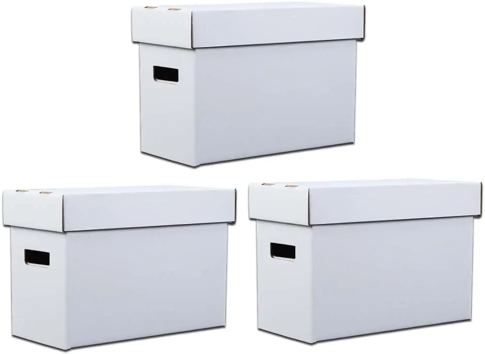 GRAND ORANGE 3 Pack Comic Book Storage Box - Holds 150-175 Comics, Collapsible, Stackable, Moistureproof, Archival Cardboard Short Box