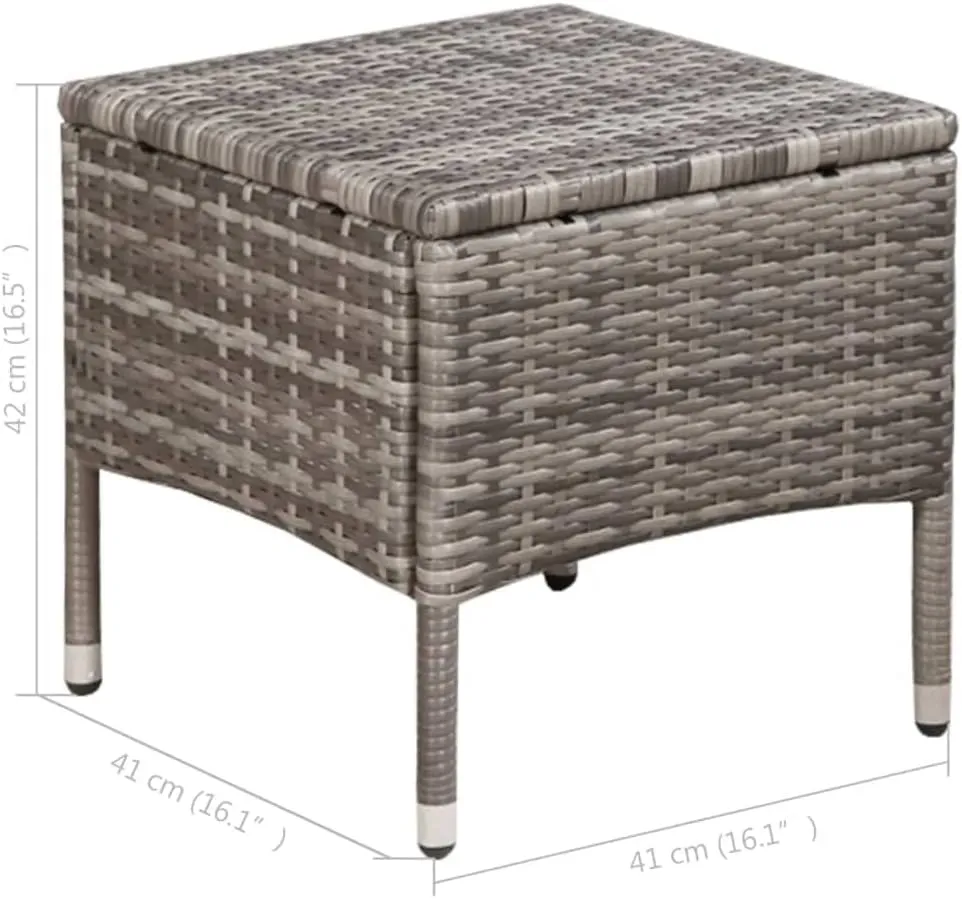 Gray Poly Rattan Outdoor Dining Chair with Stool and Cushions, Patio Furniture Set Water-Resistant PE Wicker Steel Frame for Garden Poolside Backyard