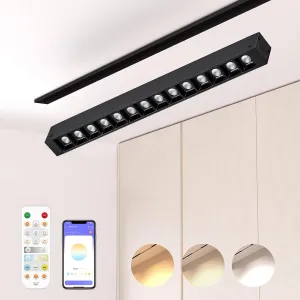 Grille Spotlight Magnetic Track Head, 24V 15W Dimmable LED Lamp for Track Lighting with APP & Remote Control, Adjustable Brightness & Color Temperature (3000K-6000K), LED Ceiling Lighting