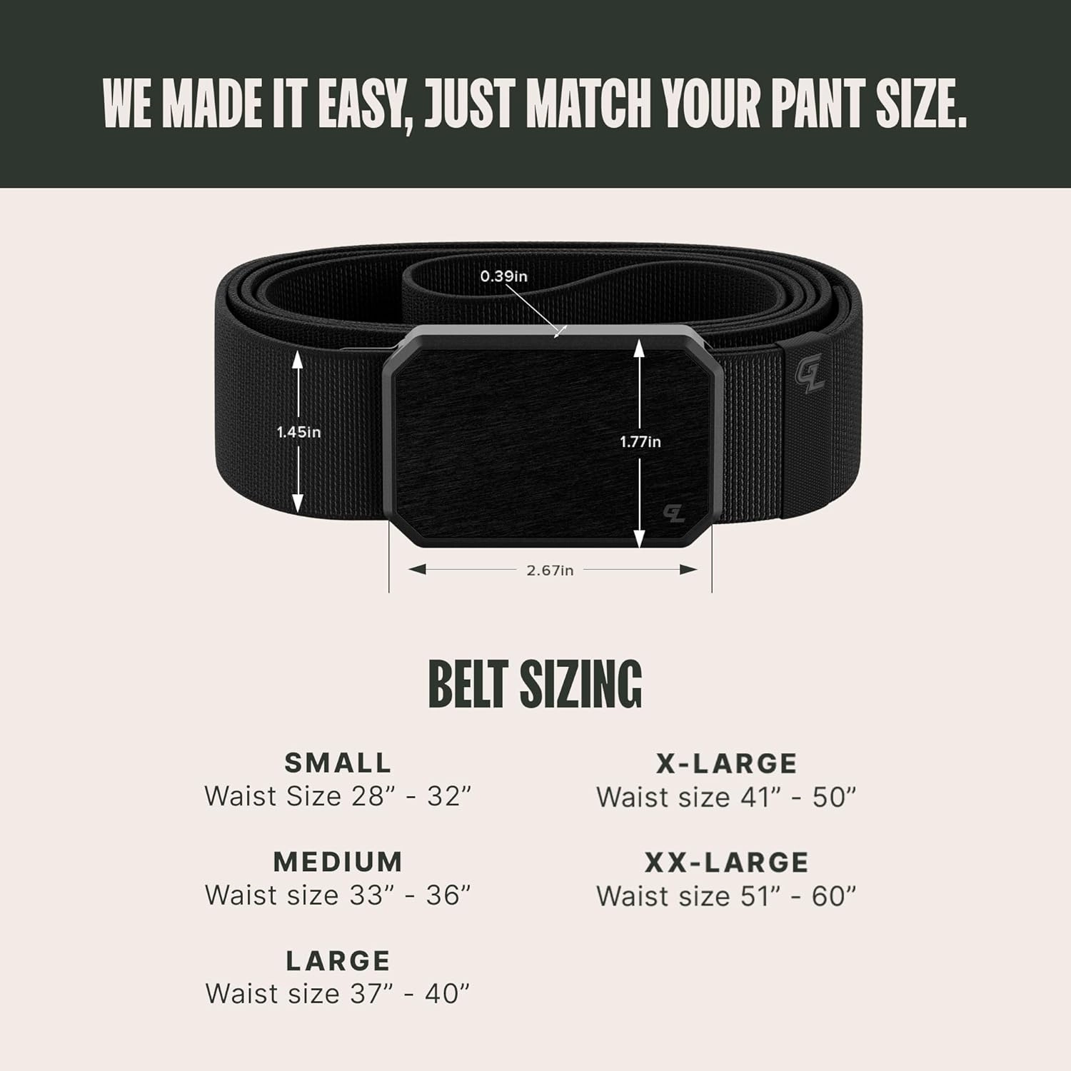 Groove Life Groove Belt Men's Stretch Nylon Belt with Magnetic Aluminum Buckle, Lifetime Coverage