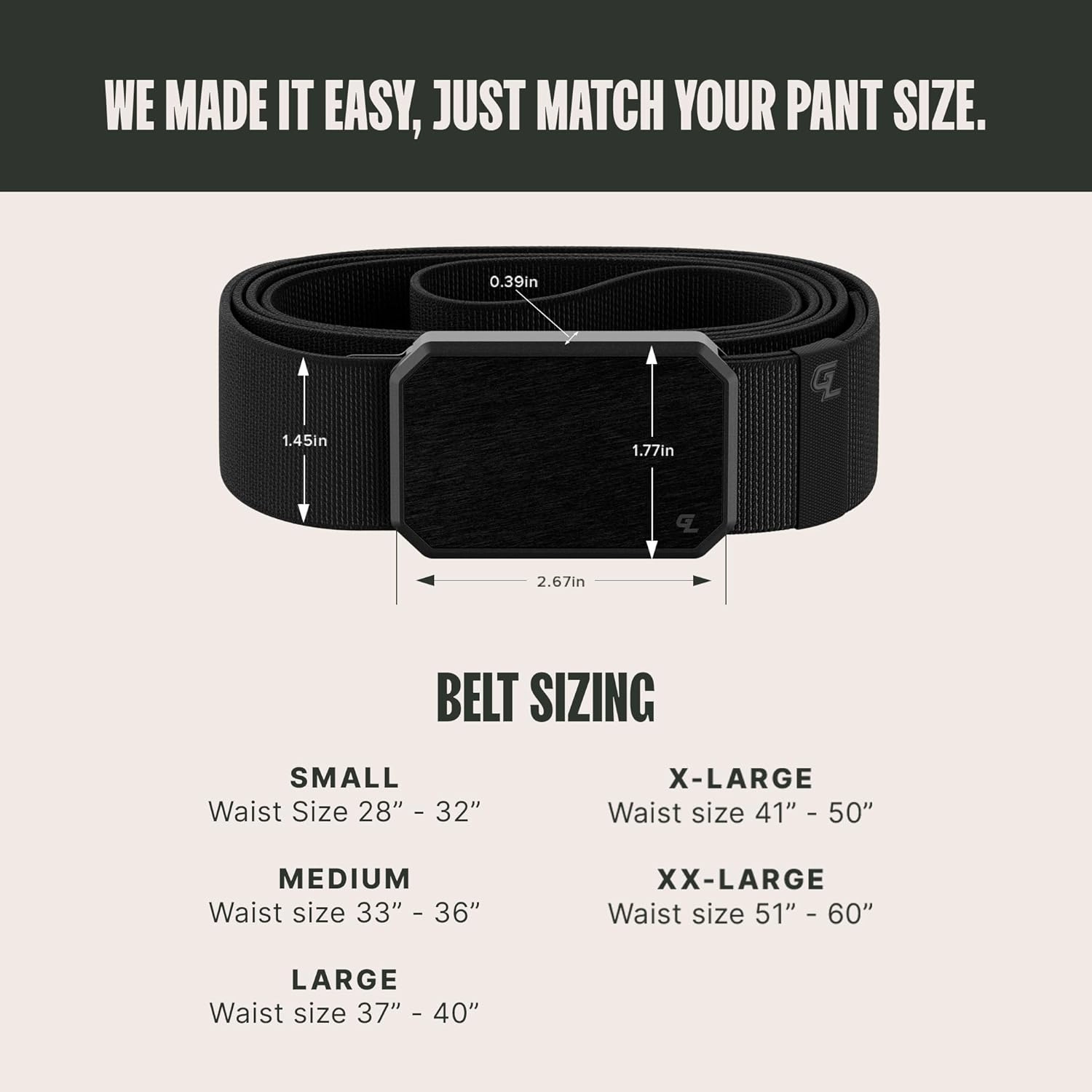 Groove Life Groove Belt Men's Stretch Nylon Belt with Magnetic Aluminum Buckle, Lifetime Coverage