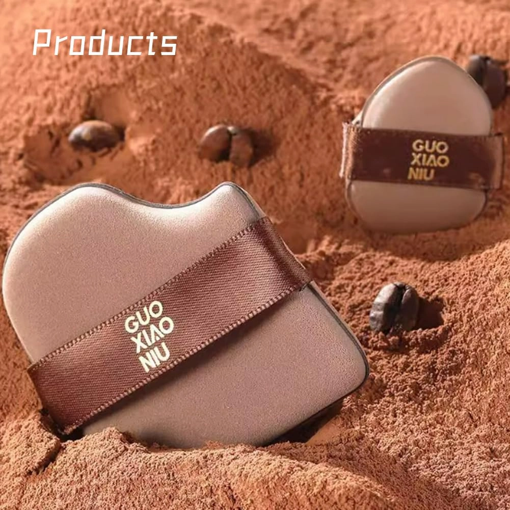 Guo Xiao Niu Makeup Puff, 1 Box Of 6 Pcs Guoxiaoniu Chocolate Color Quick Makeup Foundation Puff Set, Foundation Puff Set, Mini Powder Blusher Puffs Set (3 set)
