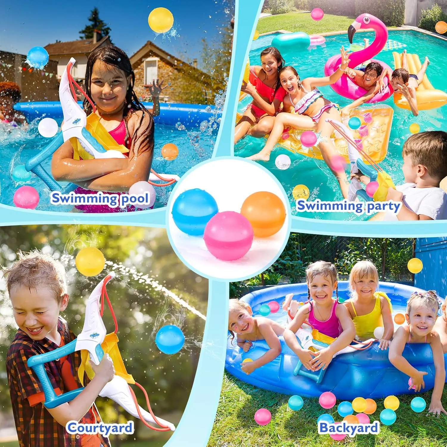 hahaland Reusable Water Balloons with Launcher-20 PCS Refillable Water Ball Quick Fill for Summer Beach Toys Outdoor Activities Pool Toy for Boys Girl Age 3 4 5 6 7 8  for Party Yard Water Fight Game
