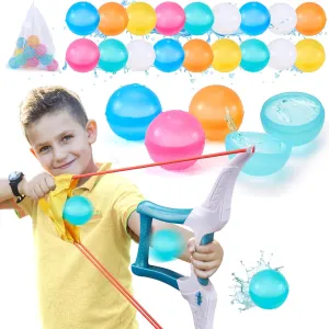 hahaland Reusable Water Balloons with Launcher-20 PCS Refillable Water Ball Quick Fill for Summer Beach Toys Outdoor Activities Pool Toy for Boys Girl Age 3 4 5 6 7 8  for Party Yard Water Fight Game