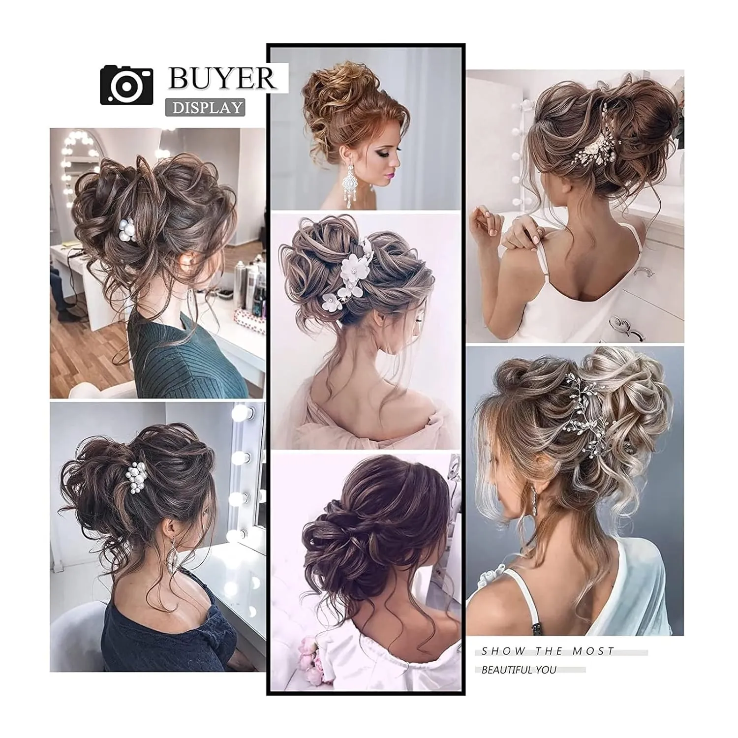 Hair Bun Synthetic Messy Bun Elastic Hairpieces Curly Scrunchie Black Blonde Brown Natural Hair Chignon Updo Donut Fake Hair For Women Chignon Hairpieces(Balck Brown)