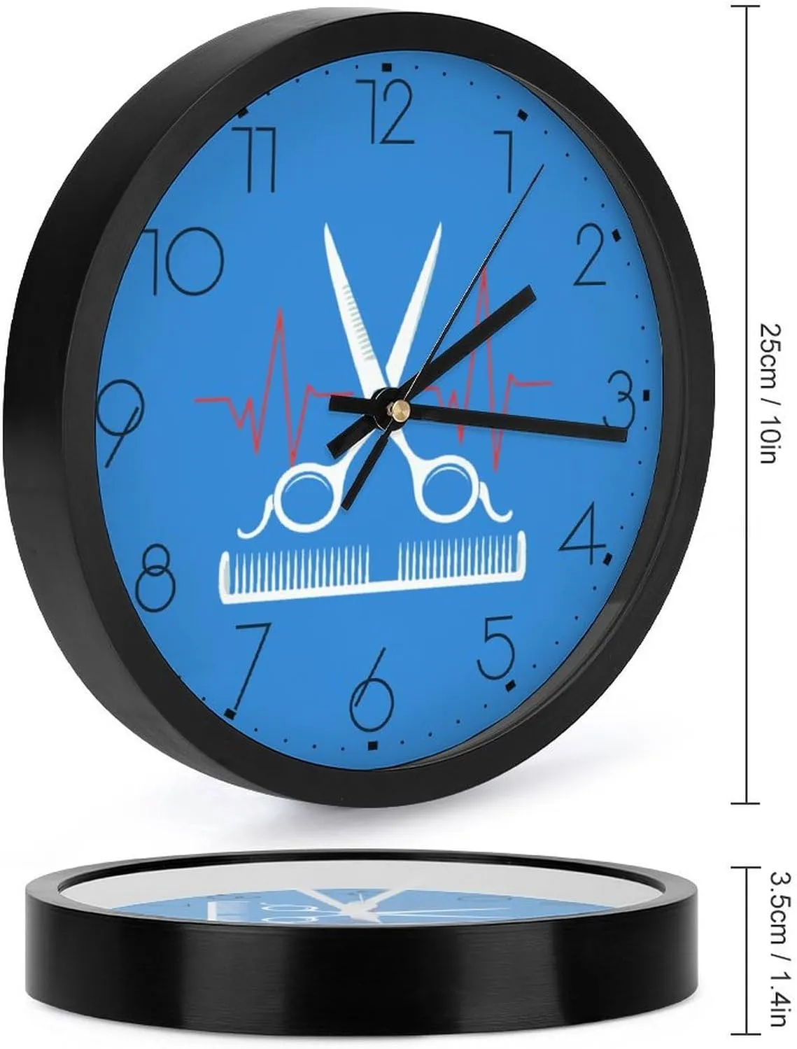 Hairstylists Heartbeat Wall Clock 10 Inch Silent Non-ticking Battery Operated Decorative Clock for Kitchen Bedroom