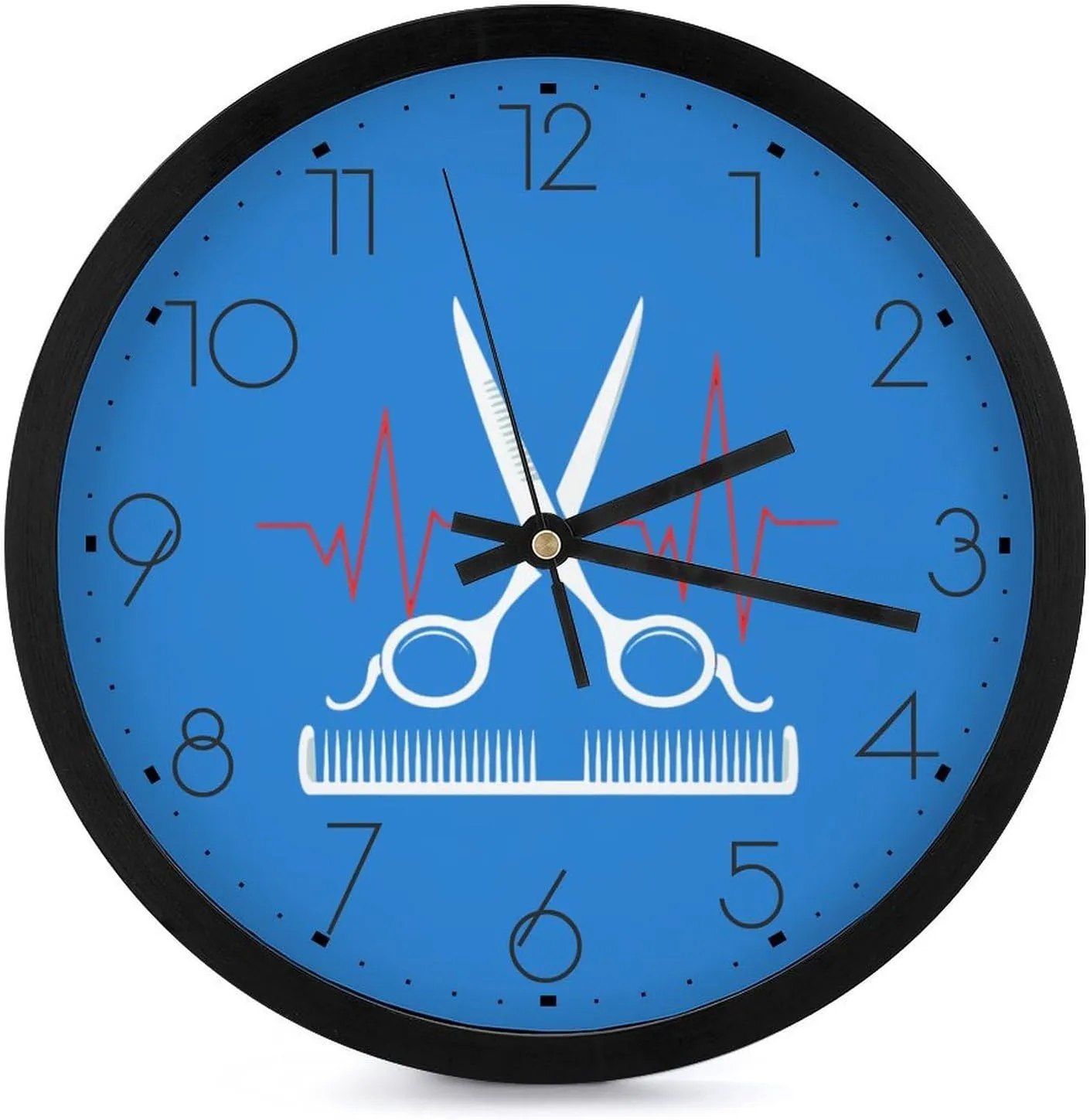 Hairstylists Heartbeat Wall Clock 10 Inch Silent Non-ticking Battery Operated Decorative Clock for Kitchen Bedroom