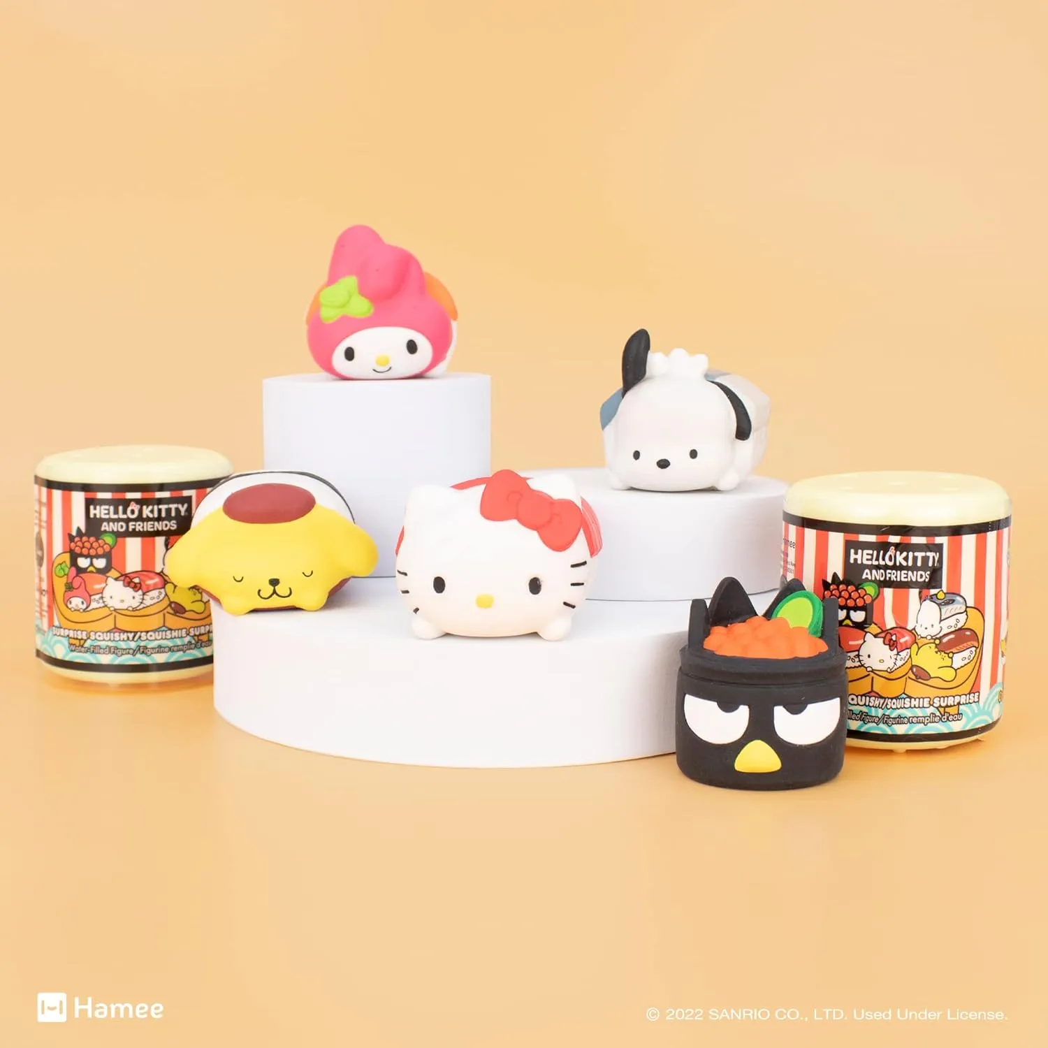 Hamee Sanrio Hello Kitty and Friends Cute Water Filled Surprise Capsule Squishy Toy [Sushi] [Birthday Gift Bag, Party Favor, Gift Basket Filler, Stress Relief Toy] – 2 Pc. (Mystery – Blind Capsule)