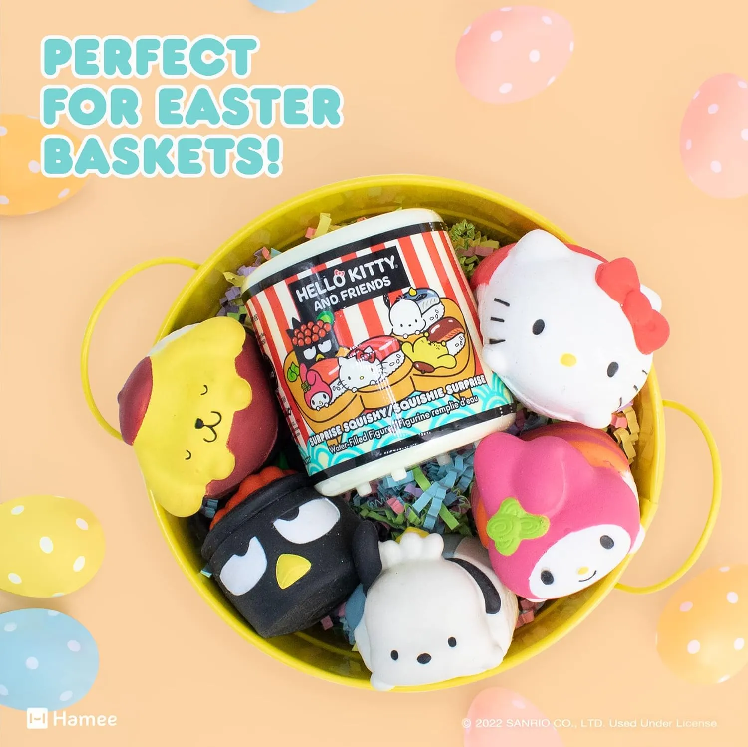 Hamee Sanrio Hello Kitty and Friends Cute Water Filled Surprise Capsule Squishy Toy [Sushi] [Birthday Gift Bag, Party Favor, Gift Basket Filler, Stress Relief Toy] – 2 Pc. (Mystery – Blind Capsule)