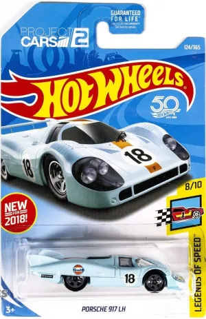 H&W S Porsche 917 LH Hot Wheels 2018 Gulf Legends of Speed Series 1:64 Scale Collectible Die Cast Metal Toy Car Model #124/365