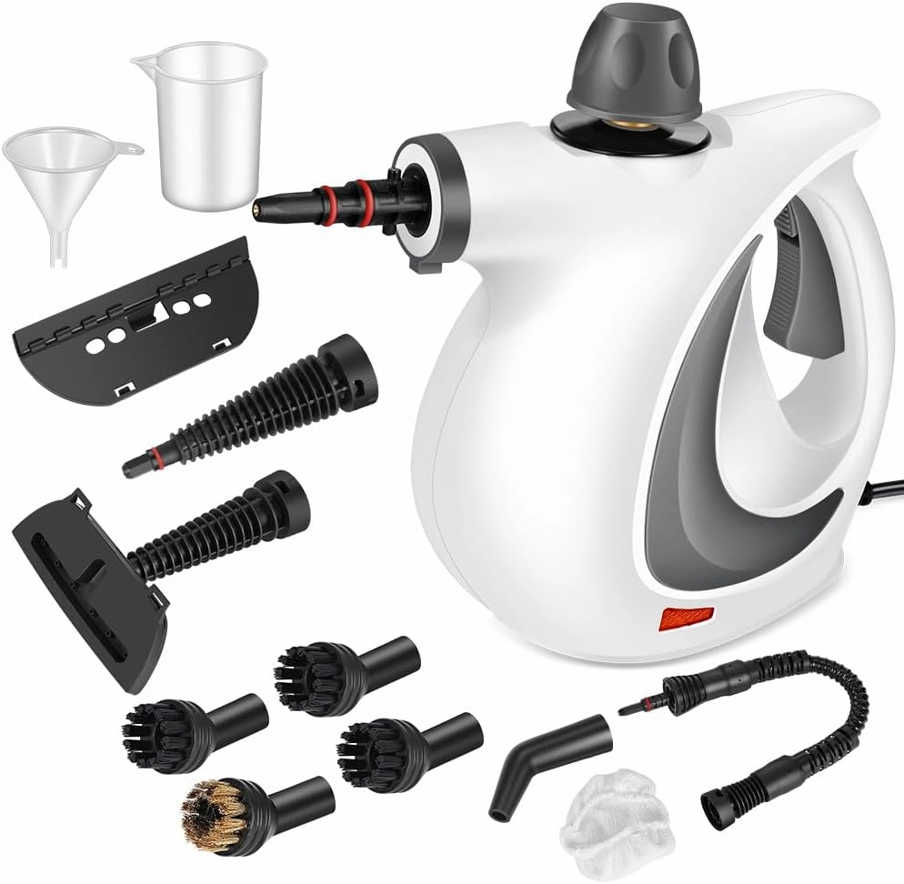 Handheld Pressurized Steam Cleaner with 12 pcs Accessories, Portable Steamer for Cleaning, Steam Cleaner for Home Use, Steamer for Cleaning Car, Furniture, Floor, Upholstery, Grout and Tile, Deep Gray