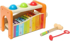 Hape Pound & Tap Bench with Slide Out Xylophone - Award Winning Durable Wooden Musical Pounding Toy for Toddlers
