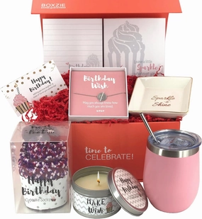 Happy Birthday Gifts for Women – Woman Gift Basket Set, Bday Box, Unique Friendship Care Package, Female Presents, Surprise Delivery Boxes - Fun Ideas for Her, Mom, Daughter, Sister, Wife, Friend