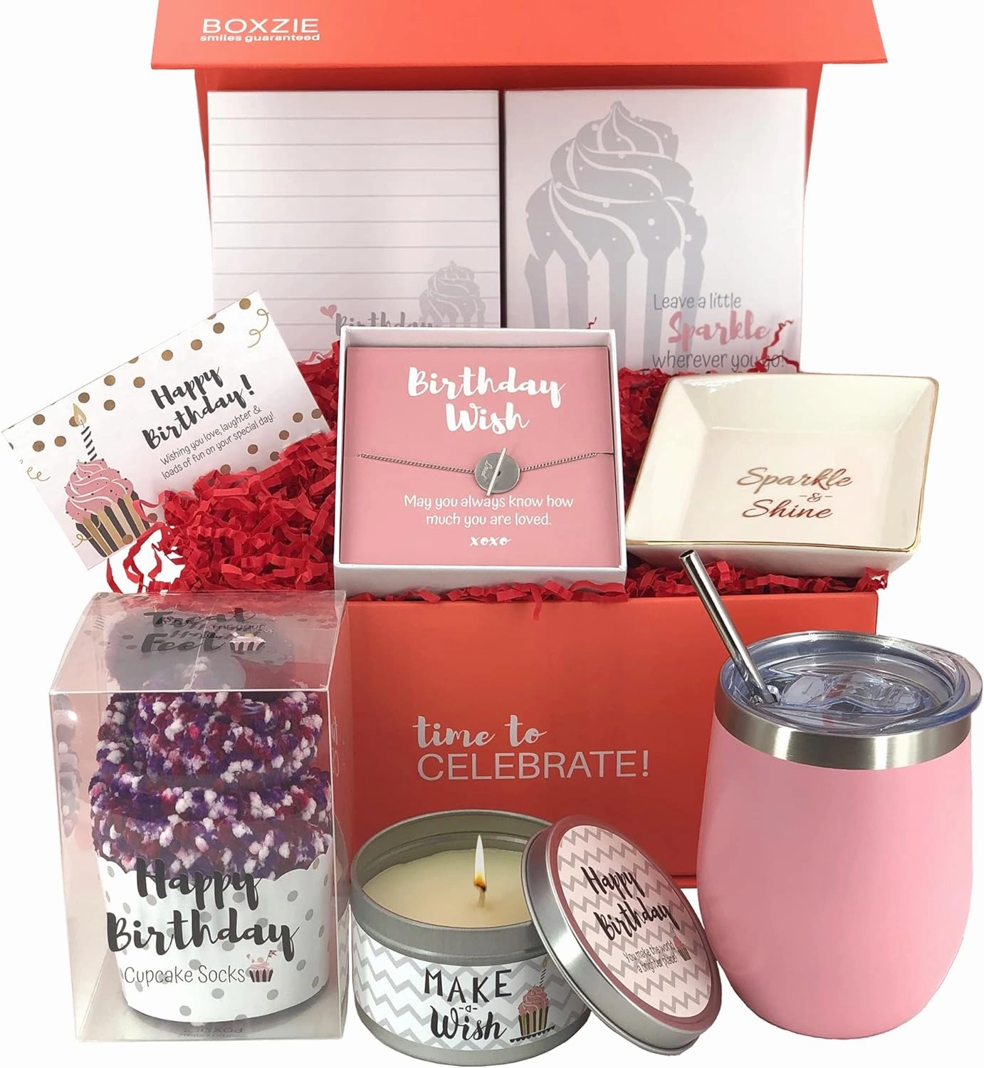 Happy Birthday Gifts for Women – Woman Gift Basket Set, Bday Box, Unique Friendship Care Package, Female Presents, Surprise Delivery Boxes - Fun Ideas for Her, Mom, Daughter, Sister, Wife, Friend