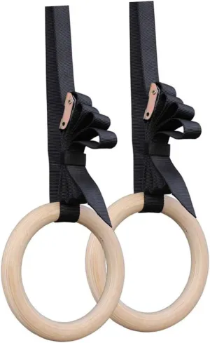 Happyyami Premium Gymnastic Rings with Adjustable Straps Heavy Duty Fitness Equipment for Strength Training Bodyweight Exercises and Outdoor Workouts Quick Setup and Comfortable Grip