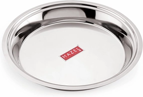 HAZEL Stainless Steel Parat | Steel Parat for Dough Flour Kneading | Atta Parat Steel for Kitchen Big Size, 35 cm, 3200 ML