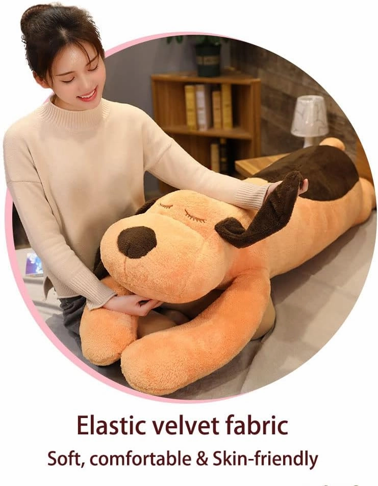 HCSXMY Cute Plush Dog Doll Puppy Plush Pillow Doll Toy Soft Dog Stuffed Animals Long Pillow Toy Kitten Body Pillow Gift for Kids and Girlfriend (51inch/130cm, Brown)…