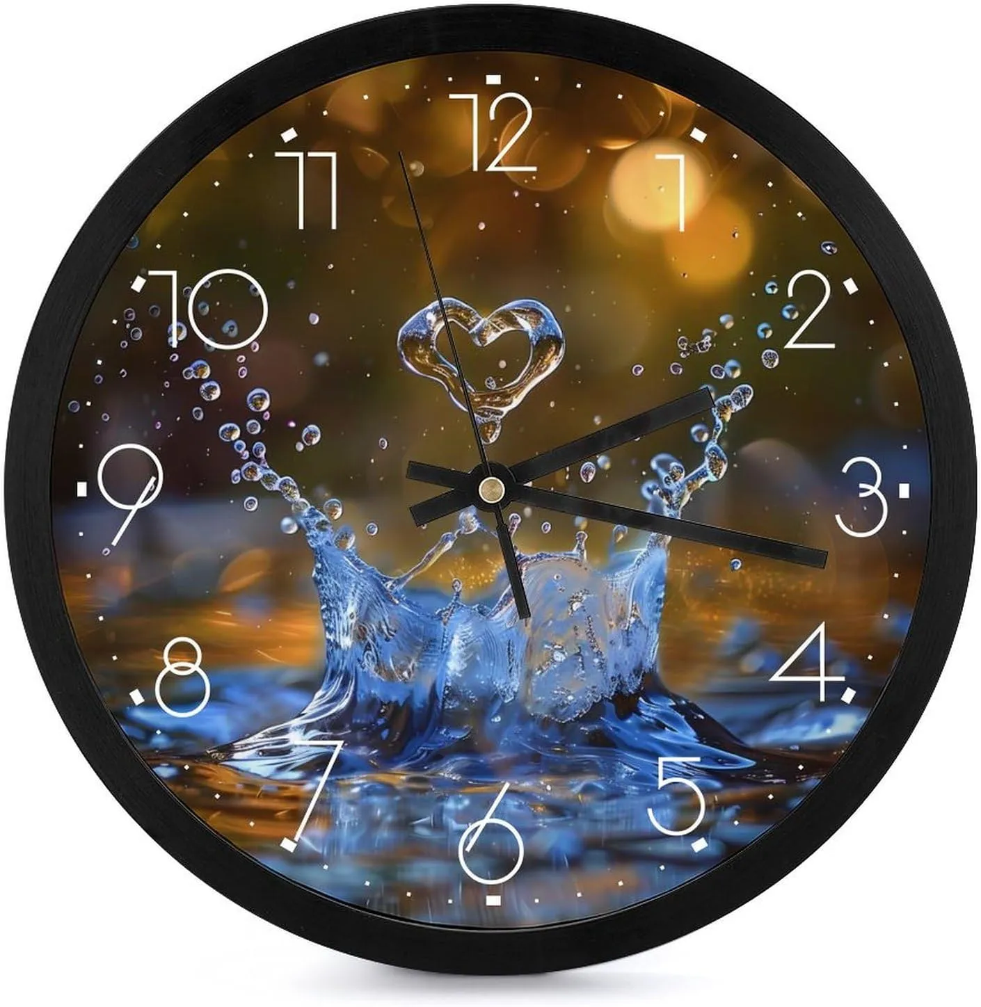 Heart Shaped Water Drop Wall Clock 10 Inch Silent Non-ticking Battery Operated Decorative Clock for Kitchen Bedroom
