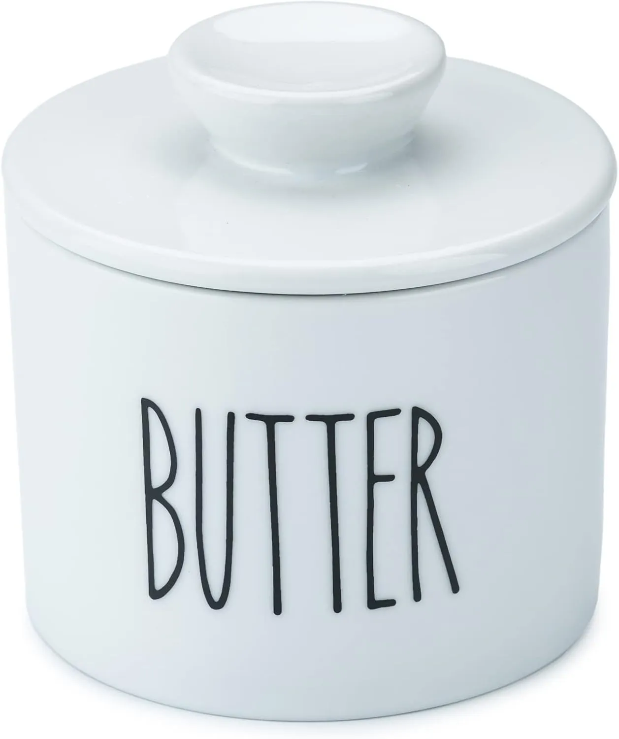 Heartland Home Porcelain French Butter Crock for Counter with Water for Soft Butter. 3.9" Ceramic Butter Dish with Lid Butter Keeper. White Farmhouse Style Butter Holder Container.