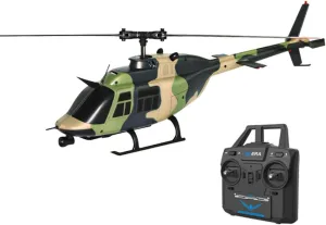 Helixsun C138 Remote Control Helicopter,1/33 Scale Bell 206 Helicopter 2.4G 6CH Single-Propeller Flybarless Helicopter with Optical Flow Positioning Gift for Adults Kids(Camo)